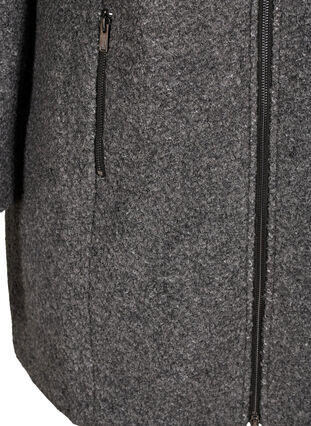 Coat with wool and zipper, Dark Grey Melange, Packshot image number 3