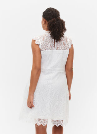 Sleeveless lace dress, Bright White, Model image number 1