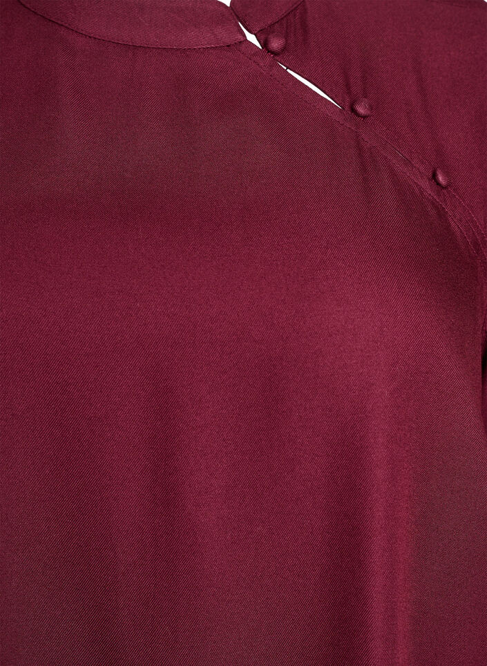 Short-sleeved blouse with diagonal button fastening, Red, Packshot image number 2