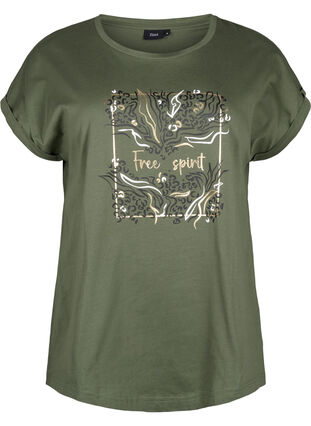 Organic cotton T-shirt with gold print, Thyme W. Free, Packshot image number 0