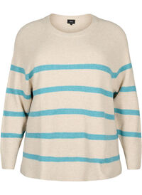Rib-knit sweater with stripes