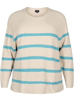 Rib-knit sweater with stripes, P.Stone/Reef W.Mel., Packshot image number 0