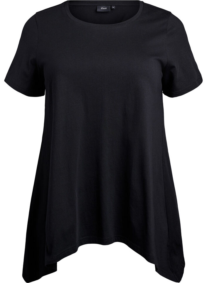 T-shirt with a round neck and A-line shape, Black, Packshot image number 0