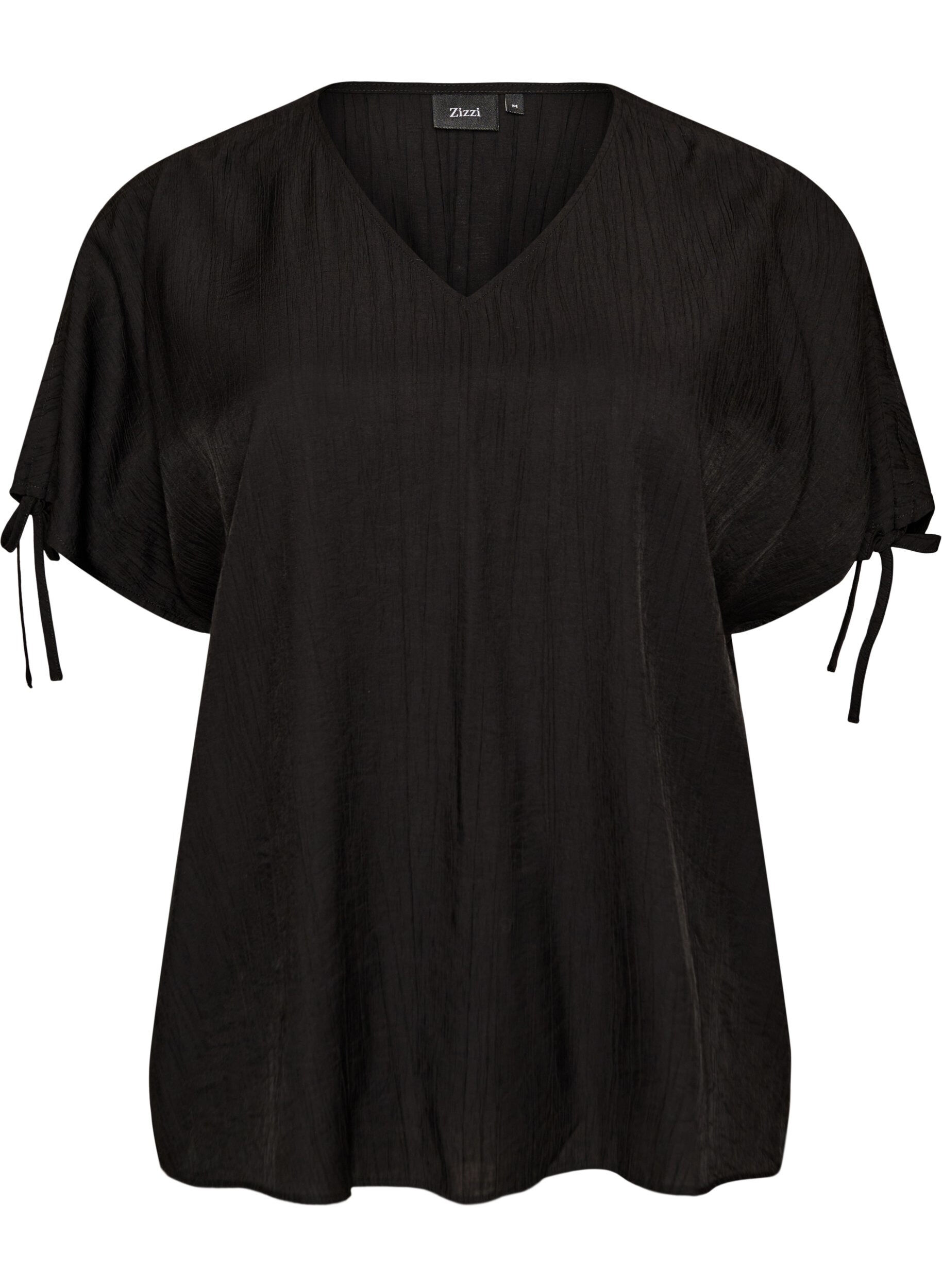 Viscose blouse with ruched sleeves