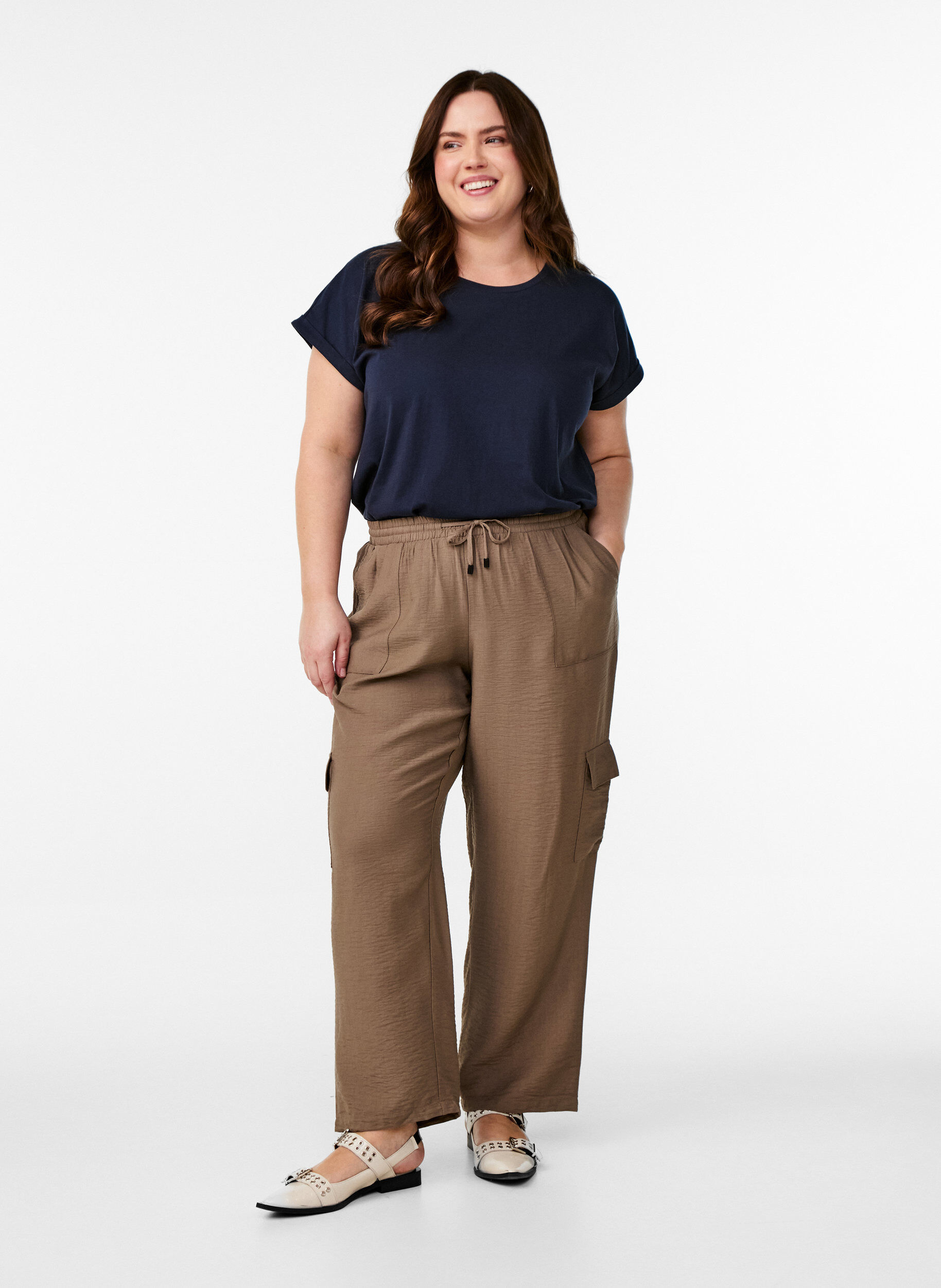 Zizzifashion Short sleeved cotton blend t-shirt, Blue, Model image number 1