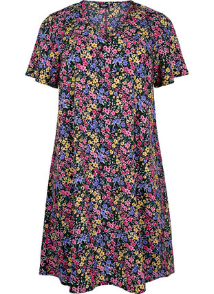 FLASH - V-neck dress with floral print, Multi Flower, Packshot image number 0