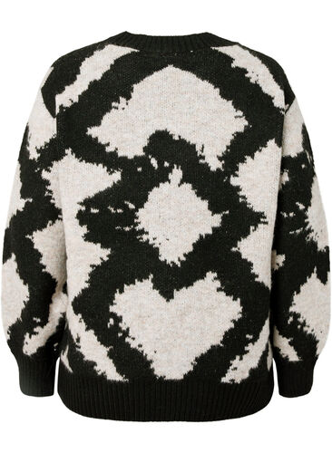 Patterned knitted blouse, Black Comb, Packshot image number 1