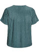 Blouse with short sleeves and striped texture, Green, Packshot image number 1