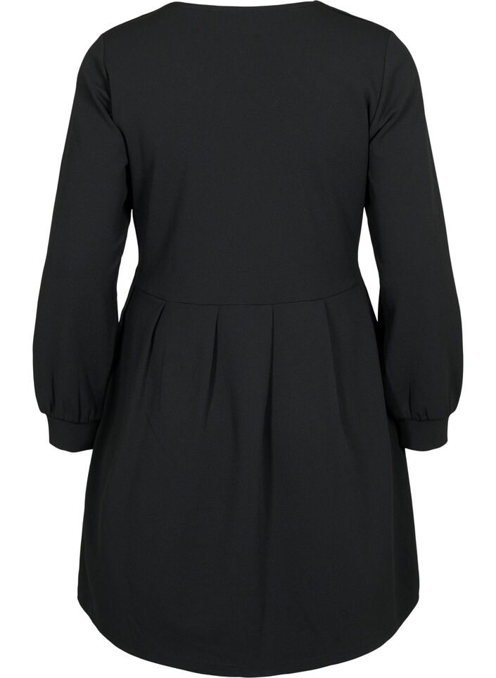 A-shape dress with v-neck, Black, Packshot image number 1