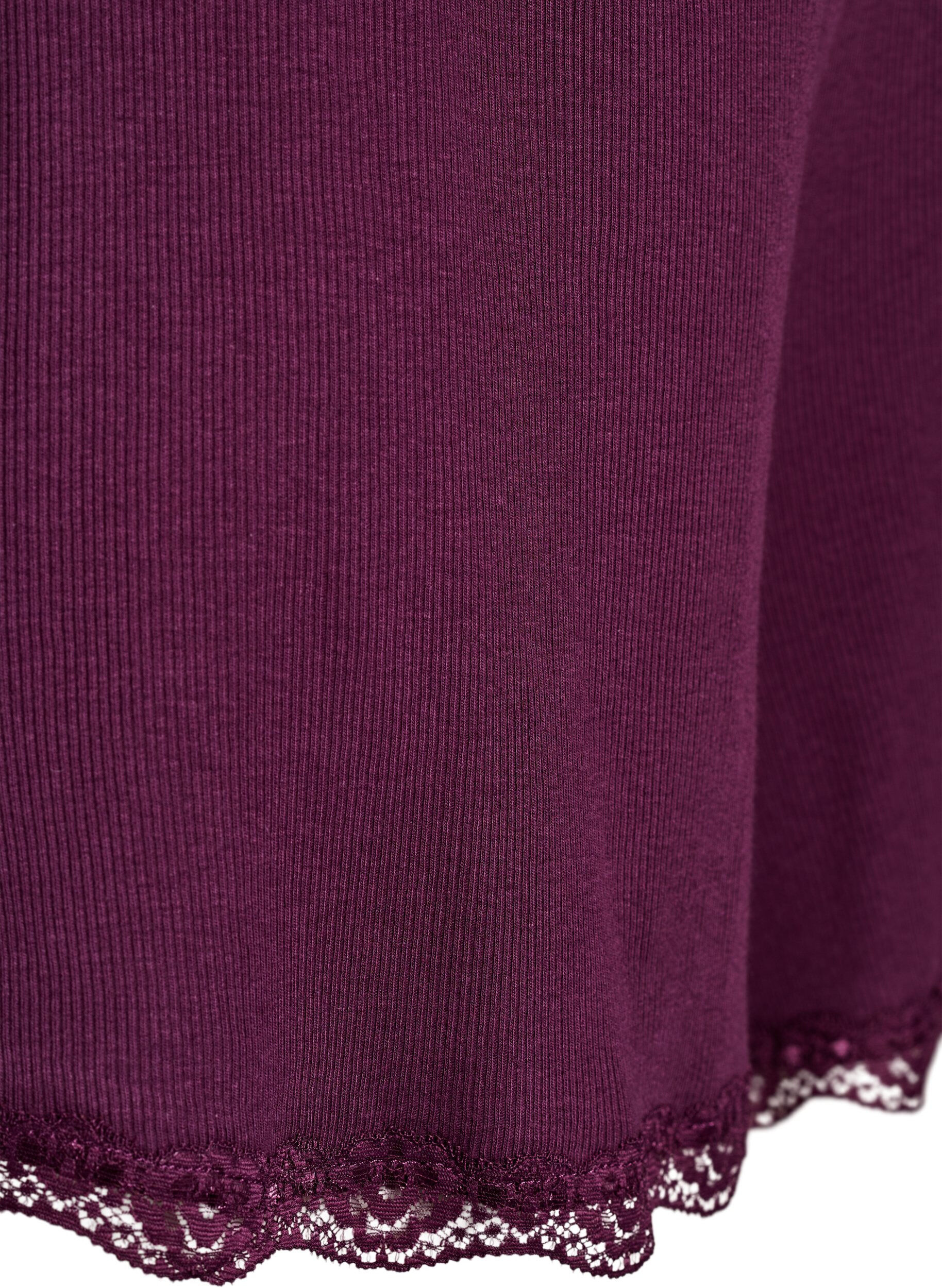 ZizzifashionLoose night shorts with ribbed texture and lace trim, Dark Bordeaux, Packshot image number 3