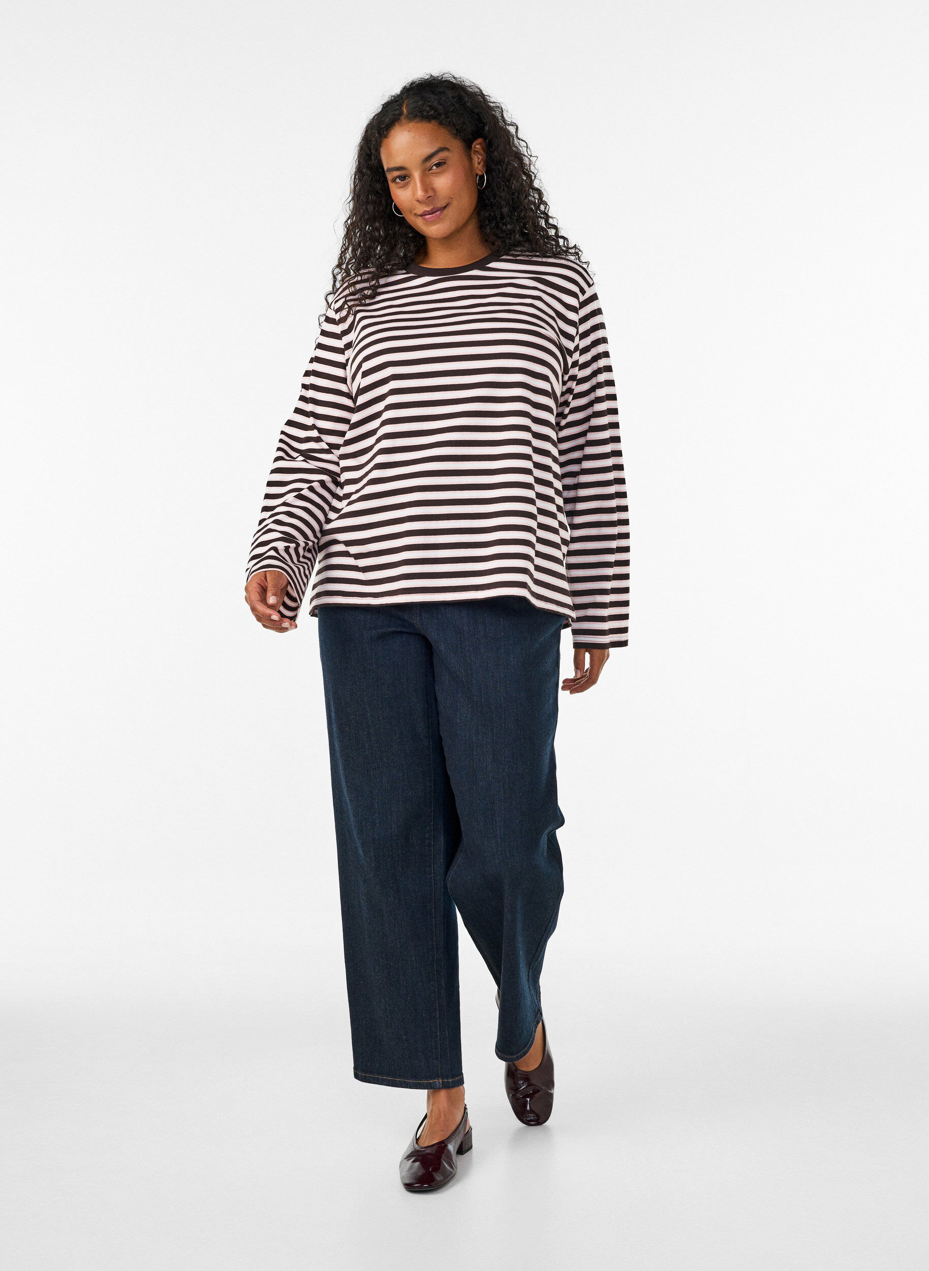 ZizzifashionBasic t-shirt with long sleeves, Pink, Model image number 1