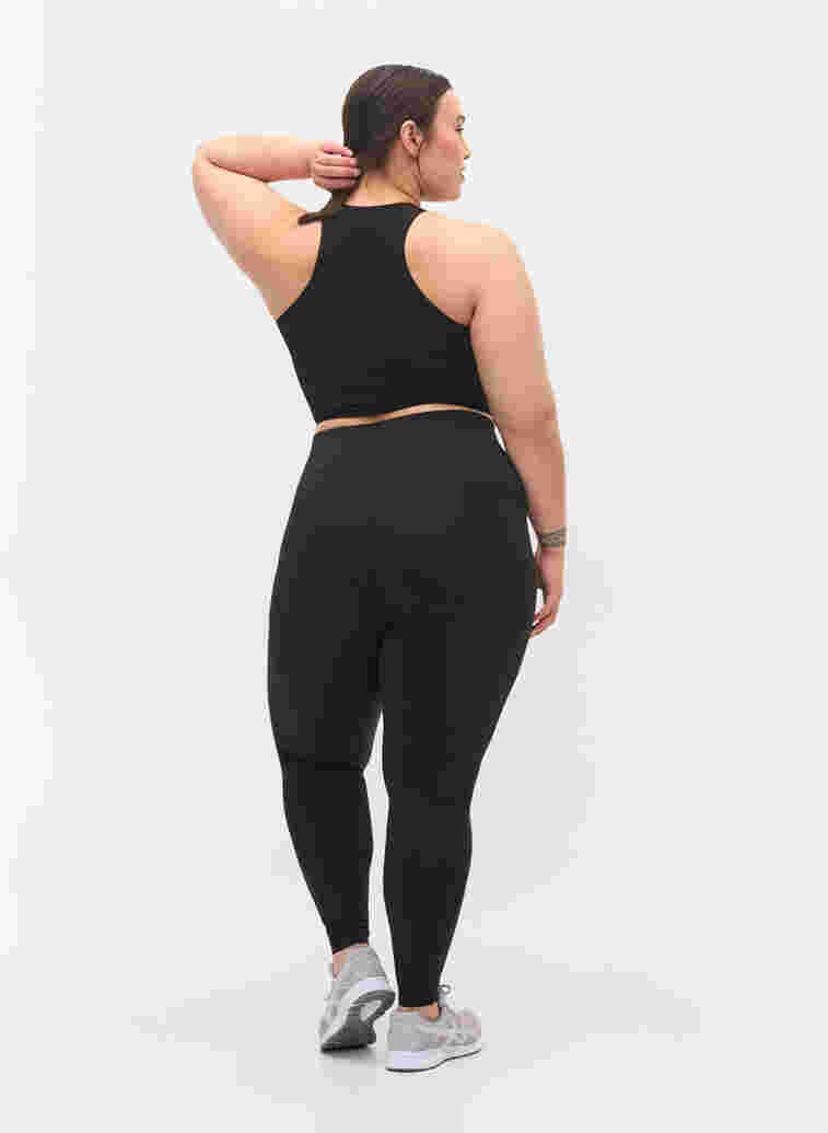 Cropped basic workout leggings, Black, Model