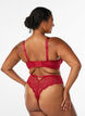Lace thong with keyhole detail at the back, Red, Model image number 1
