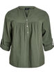 Blouse in cotton muslin with broderie anglaise, Green, Packshot image number 0