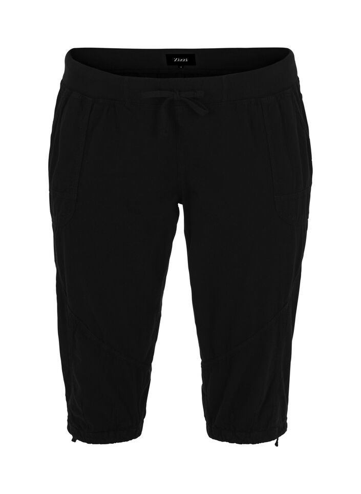 Cotton Capri trousers, Black, Packshot image number 0