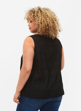 Viscose top with structure, Black, Model image number 1