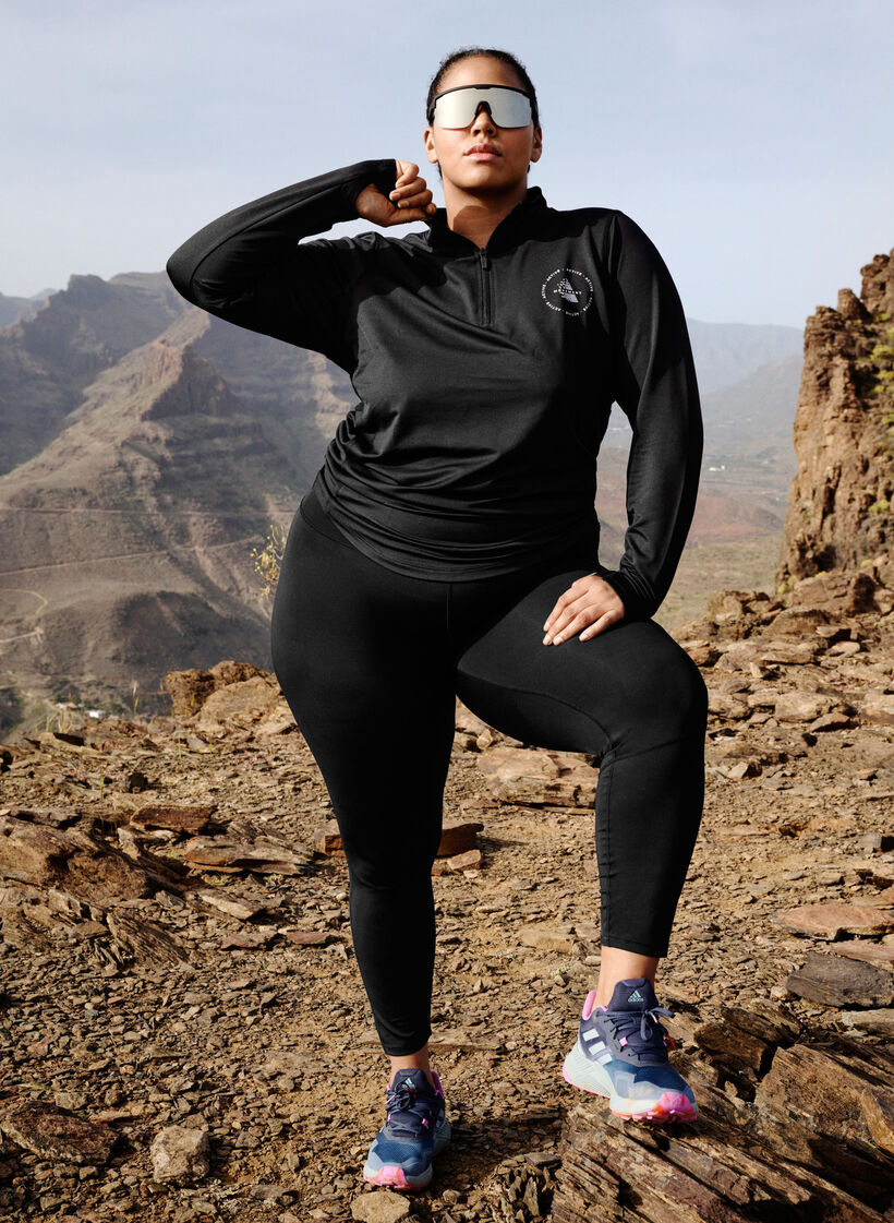 Solid-coloured gym leggings, Black, Image image number 1