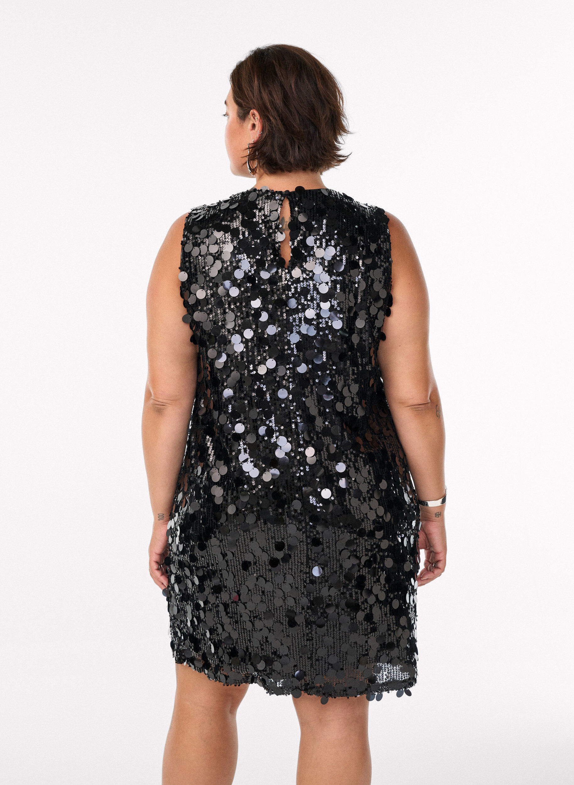 Zizzifashion Short sequin dress, Black, Model image number 2