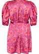 Floral dress with puff sleeves and tie-belt, Pink, Packshot image number 1