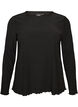 Textured blouse with wavy edges, Black, Packshot image number 0