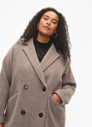 Wool coat with buttons and pockets, Moon Rock Mel., Model image number 2