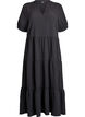 Ankle-length dress with short sleeves and tiered ruffles, Black, Packshot image number 0
