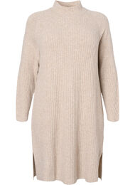 Ribbed Knit Dress with Turtleneck, Simply Taupe Mel., Packshot