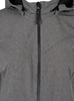 Softshell jacket with detachable hood, Medium Grey Melange, Packshot image number 2