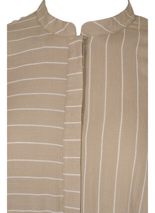Long striped shirt in a viscose mix, Timber Wolf/White, Packshot image number 2