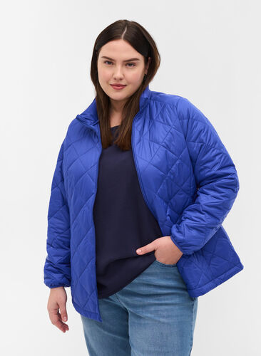 Lightweight quilted jacket with zip and pockets, Dazzling Blue, Model image number 0