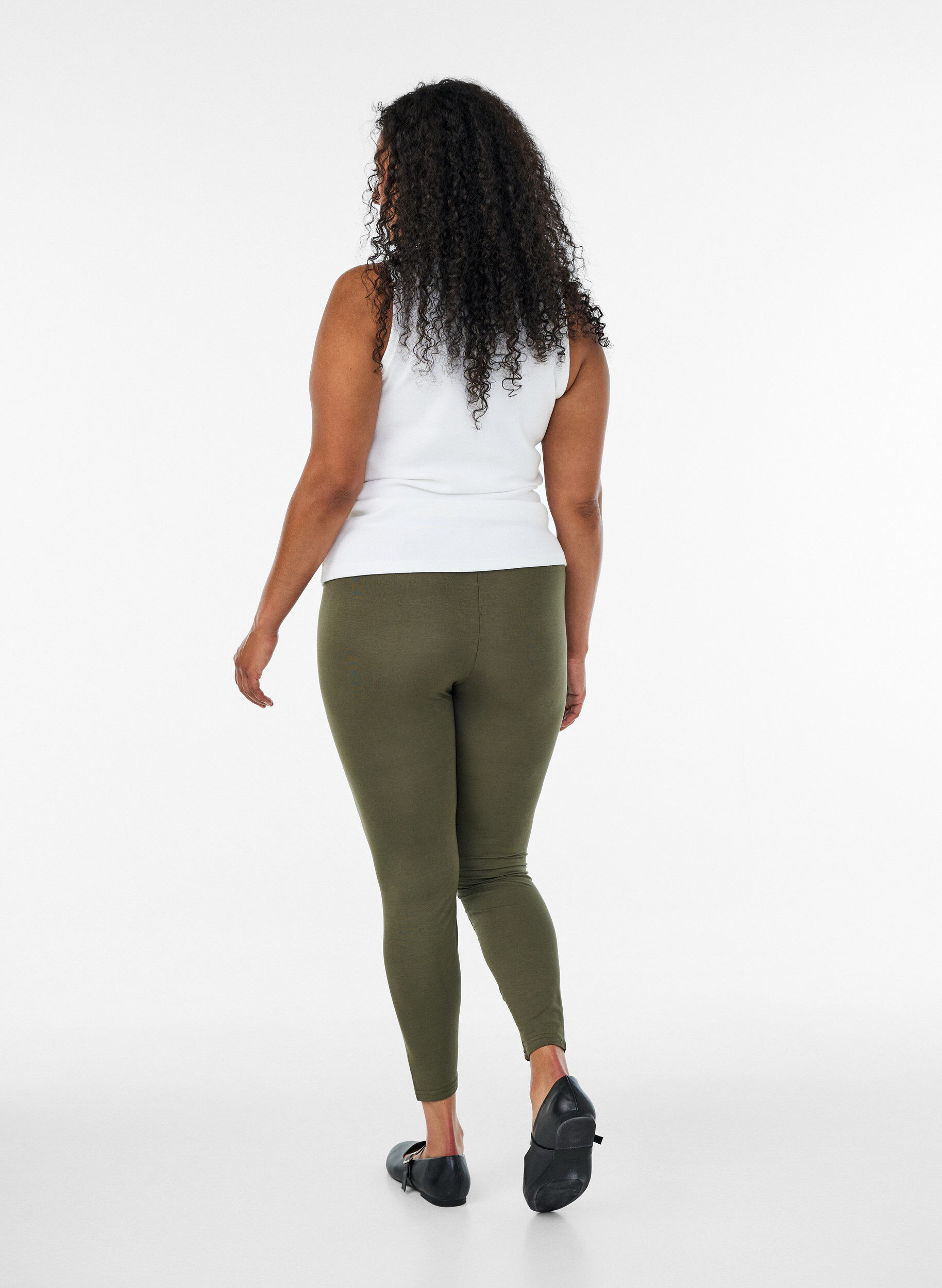 ZizzifashionBasic viscose leggings, Green, Model image number 2
