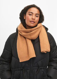 Plain colored scarf with viscose, Tobacco Brown, Model