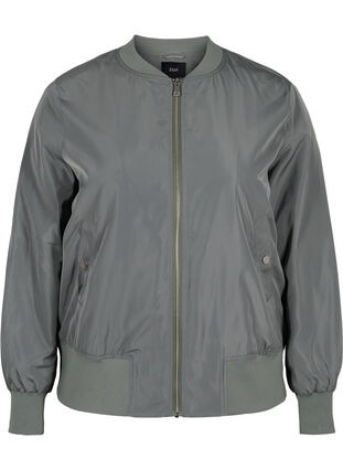 Bomber jacket with pockets and ribbed fabric, Castor Gray, Packshot image number 0