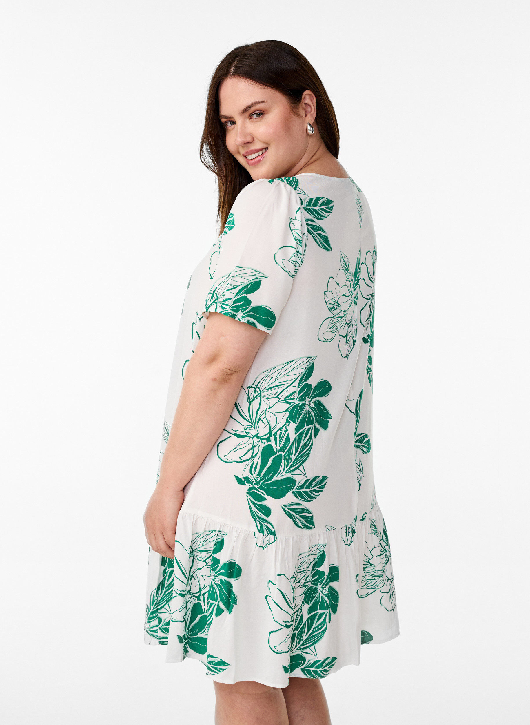 ZizzifashionDress in viscose with cutline, Green, Model image number 2