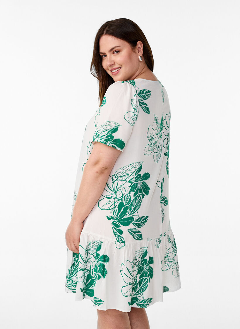 Dress in viscose with cutline, Green, Model image number 2