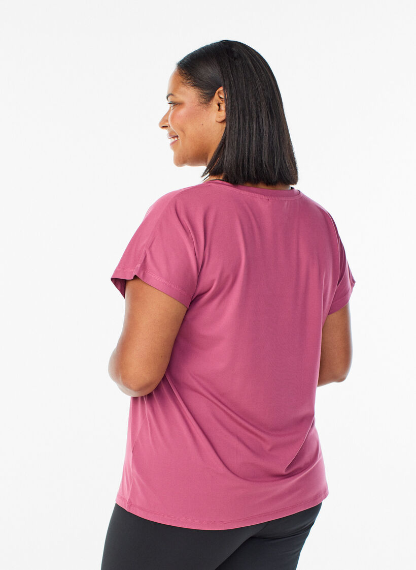 Loose training t-shirt with v-neck, Red, Model image number 2