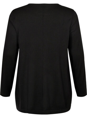 Knitted blouse in cotton-viscose blend, Black, Packshot image number 1