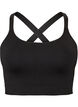 Seamless ribbed sports bra, Black, Packshot image number 0