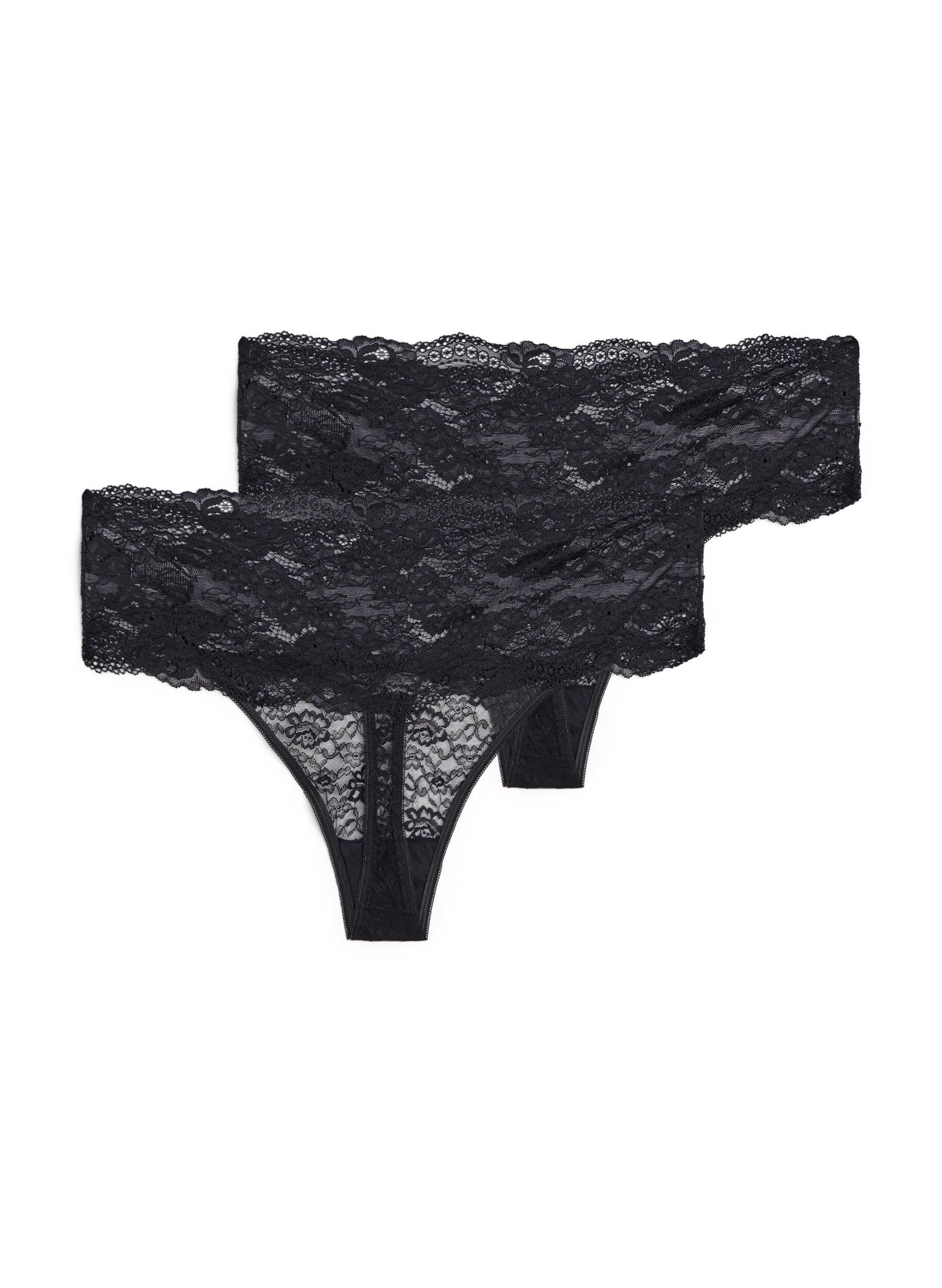 Zizzifashion 	 2-pack thong, Black, Packshot image number 1