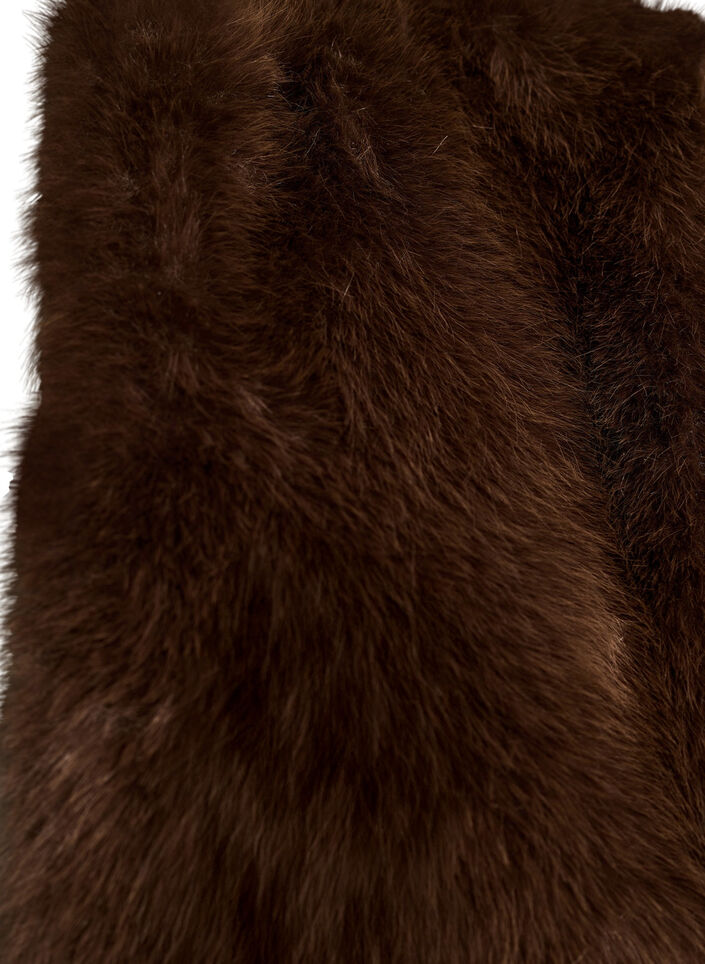 Short faux fur jacket with an open front, Brown, Packshot