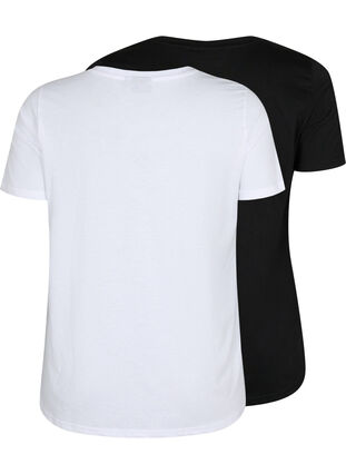 2-pack t-shirt with v-neckline, Bright White / Black, Packshot image number 1
