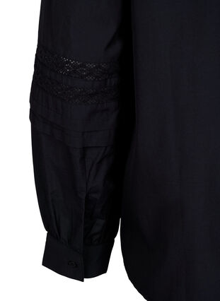 Blouse with ruffles and lace trim, Black, Packshot image number 3