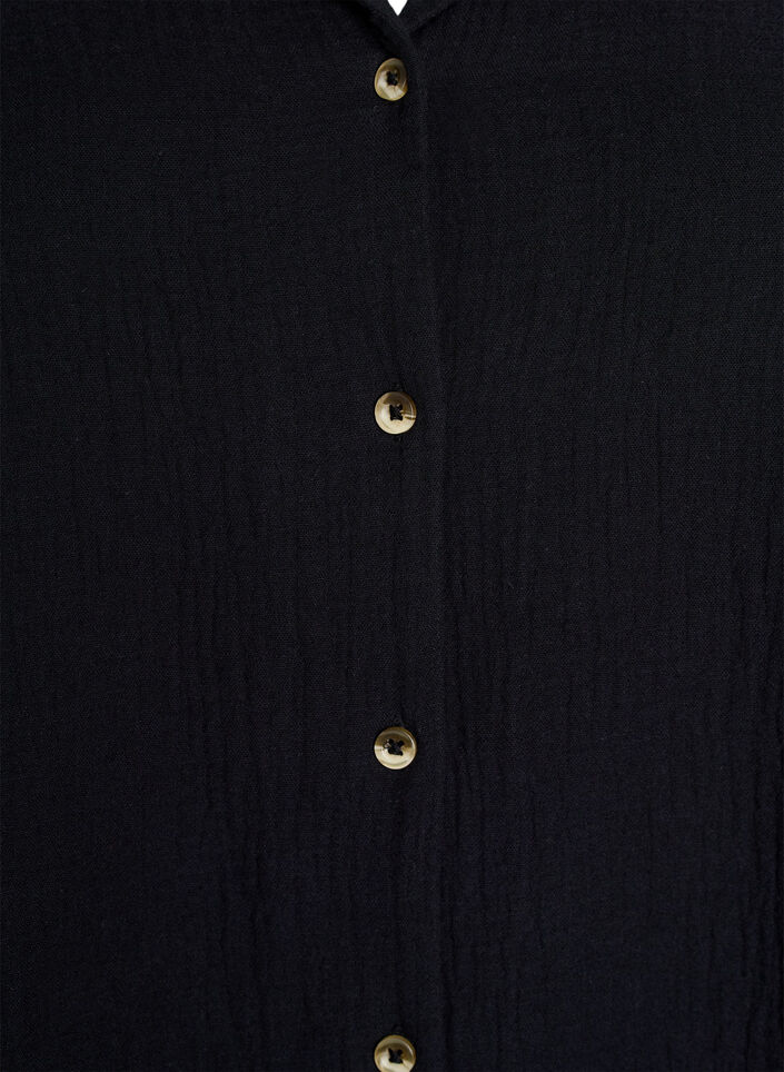 Short-sleeved shirt in cotton muslin, Black, Packshot image number 2