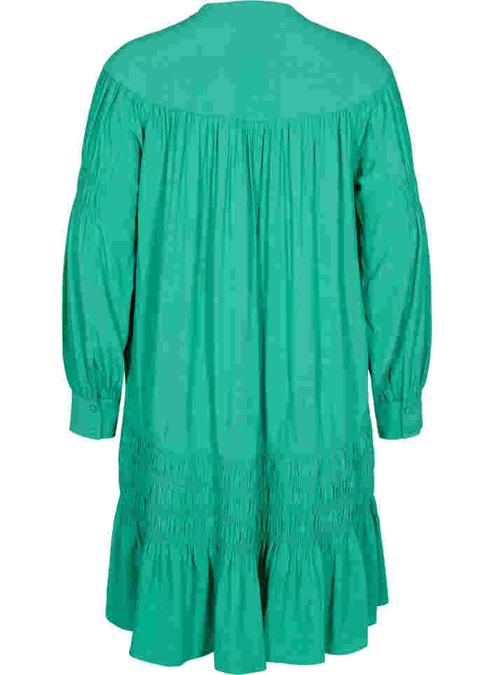 Long-sleeves viscose dress with smock details, Mint, Packshot image number 1