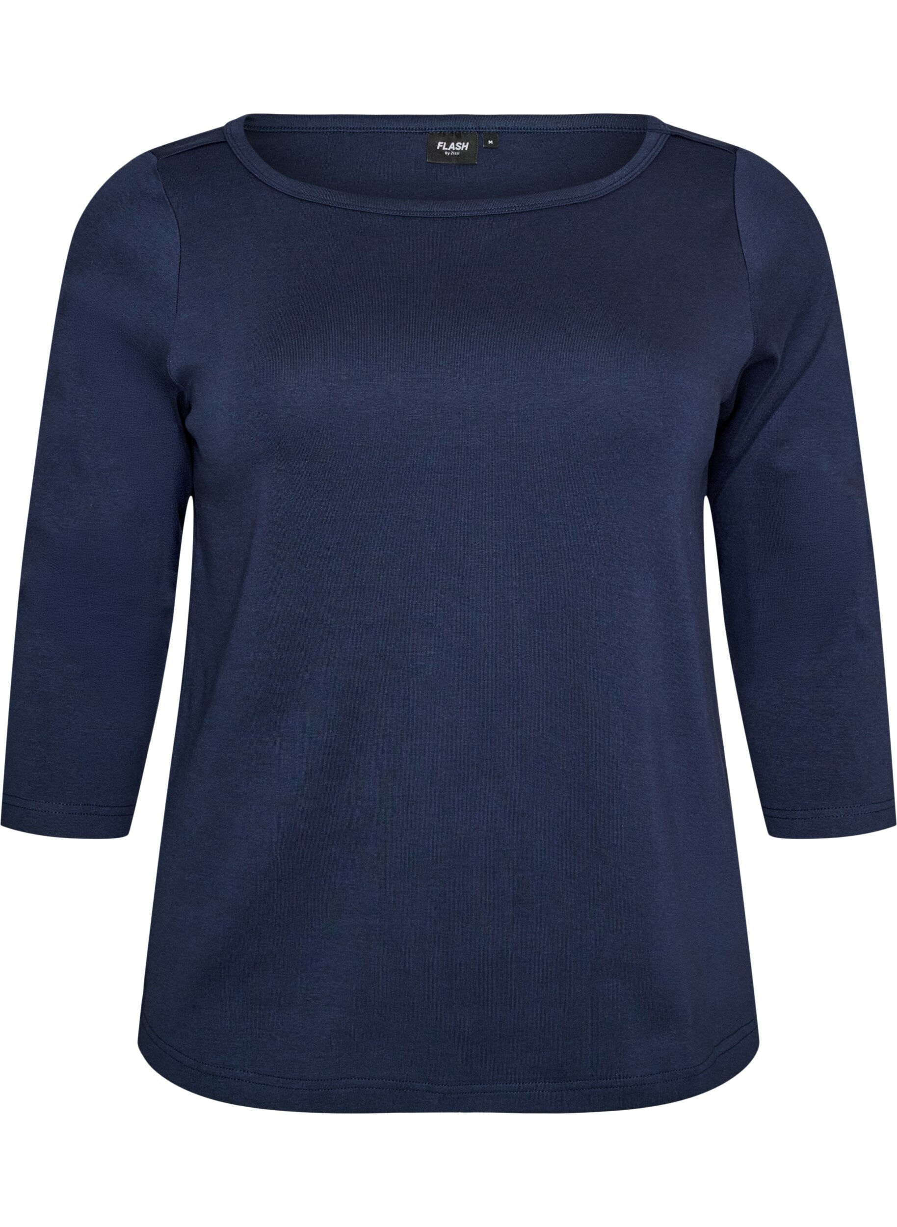 ZizzifashionBasic T-shirt with boat neck and 3/4 sleeves, Blue, Packshot image number 0