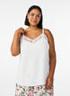 Cami top with a V-neck and lace trim, Vanilla, Model image number 0