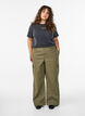 Wide-leg cargo trousers with a high waist, Green, Model image number 0