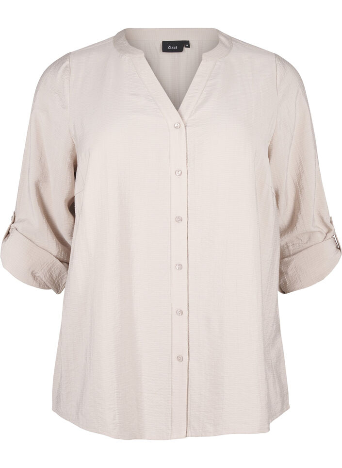 Viscose shirt blouse with 3/4 sleeves, Chateau Gray, Packshot image number 0