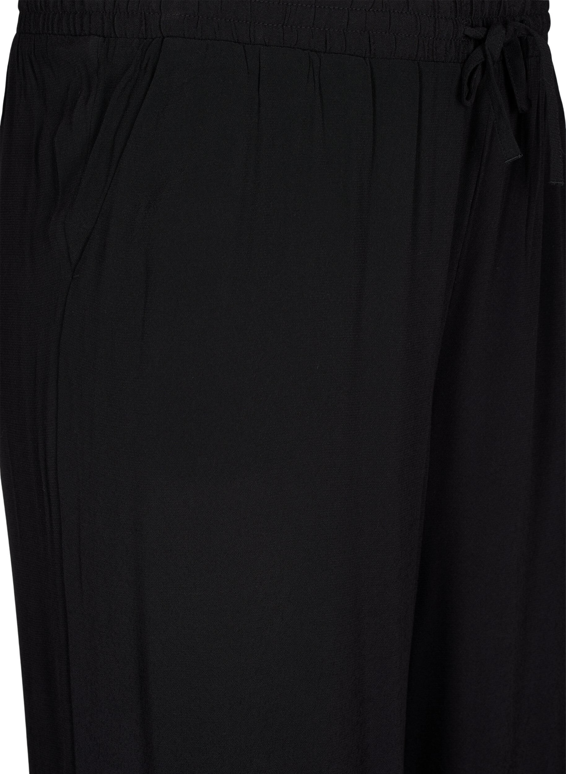 Zizzifashion Loose viscose trousers with print, Black, Packshot image number 2