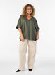 Viscose blouse with crochet trim and buttons, Green, Model image number 1